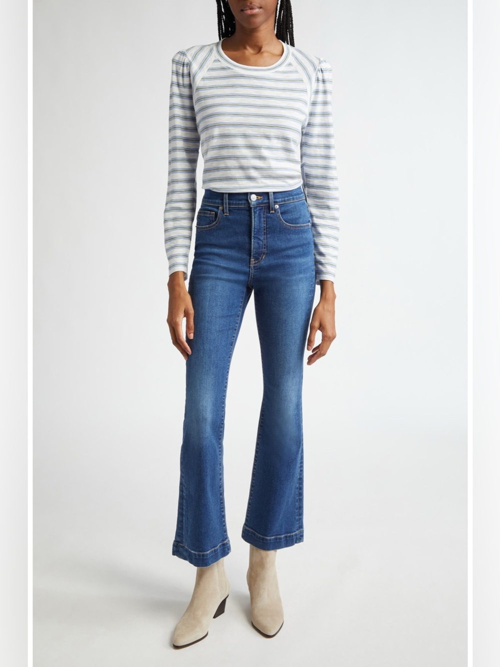 Veronica Beard Carson Ankle Flare High Rise Jeans Tide Down 29